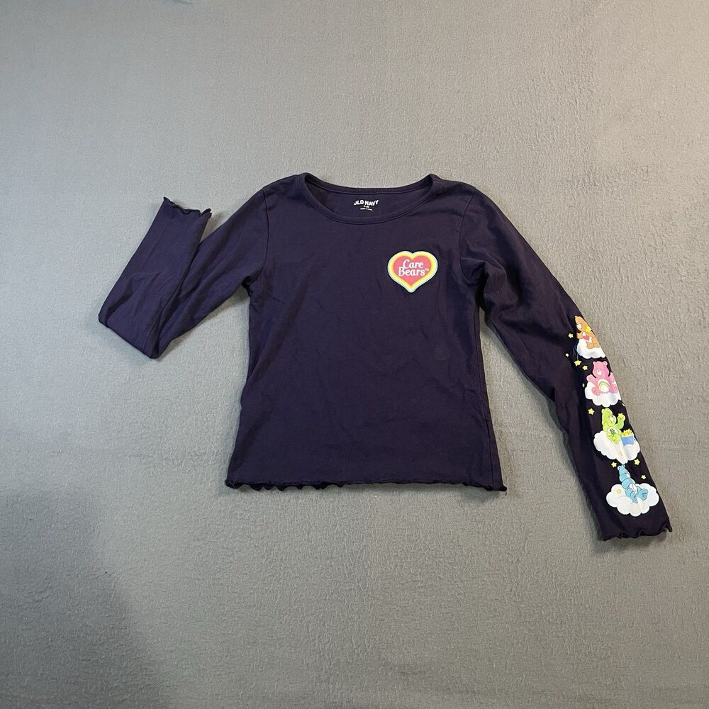 Old Navy Care Bears Purple Graphic Long Sleeve Shirt Girls Youth Size 8